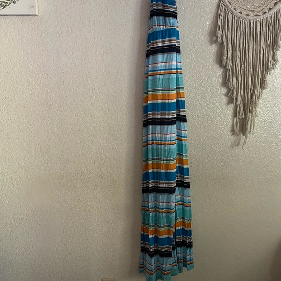 Michael Stars Halter Multi Color Striped Cotton Maxi Summer Dress - Picture 8 of 12